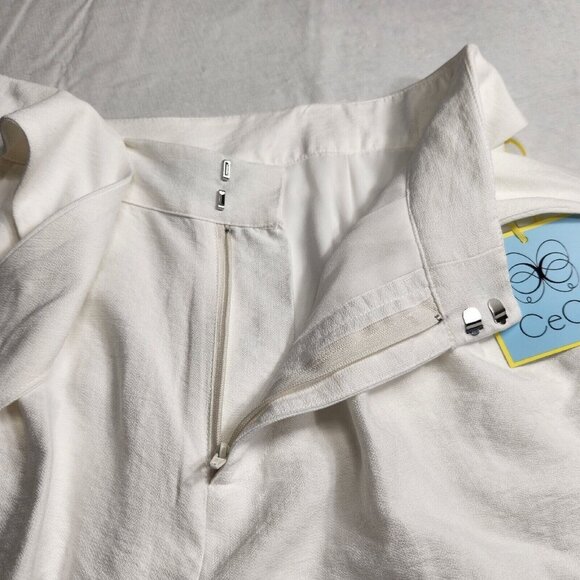 CeCe Women's Shorts Size 10 Paperbag Tie-Front White Casual Shorts (21) - Picture 9 of 10